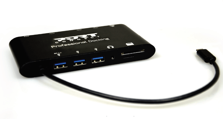 Port Connect USB Type C Travel Dock Charges Laptops (Up to 60W)