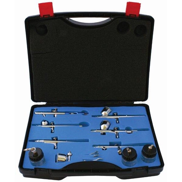 Aircraft Airbrush Set With 6 Guns 800 137 134 130 180 182 3 Glass Jars