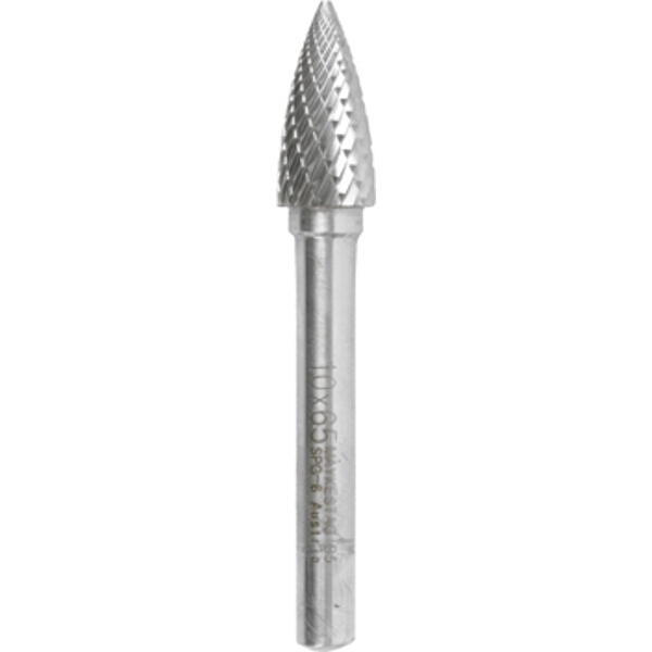 Alpen TC Rotary Burr 10mm Arc Pointed Nose for Hard Metals