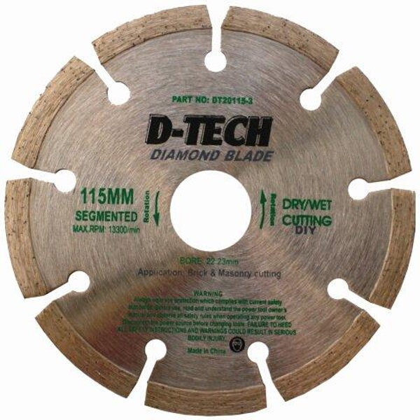 D-Tech Diamond Blade Segmented 115×22.23 Brick & Masonry