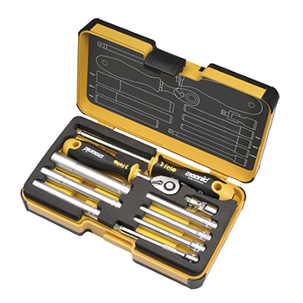 Felo 057 Erg. RaTChet Set 10Pcs Nut Dr. 1/4″ Strong Box