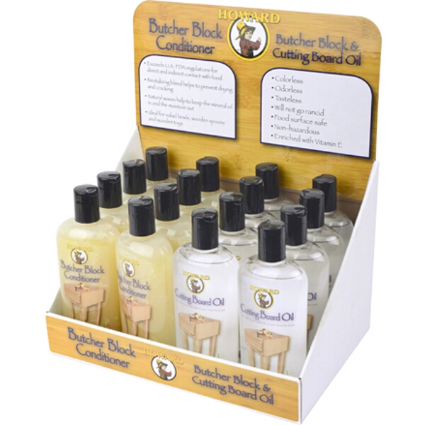 Howard Count. Disp. Butch. Wax  & Cutting Board Oil 8 x Each 12 Fl.Oz