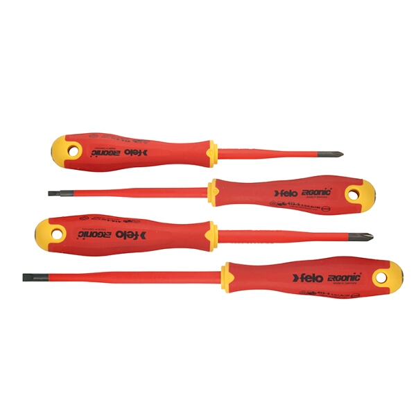 Felo 413 Screwdriver Set 4 Piece Ergonic Slimline Insulated VDE Sl/Ph
