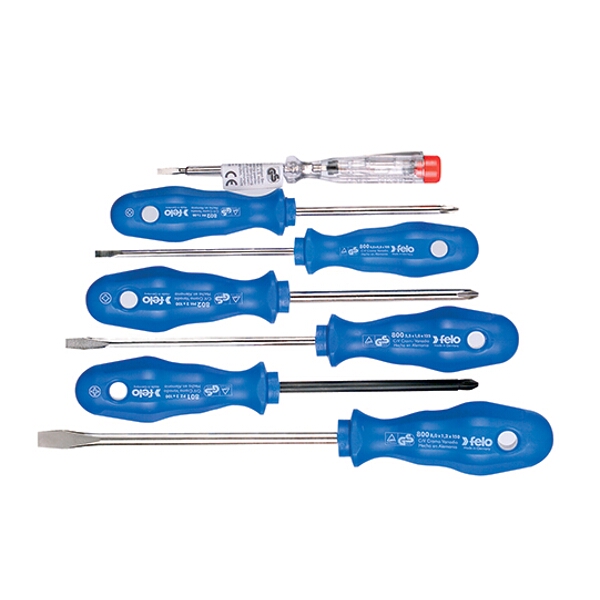 Felo Screwdriver Set 7- Piece. Fw-Ka Blue Series Sl;Pz;Ph