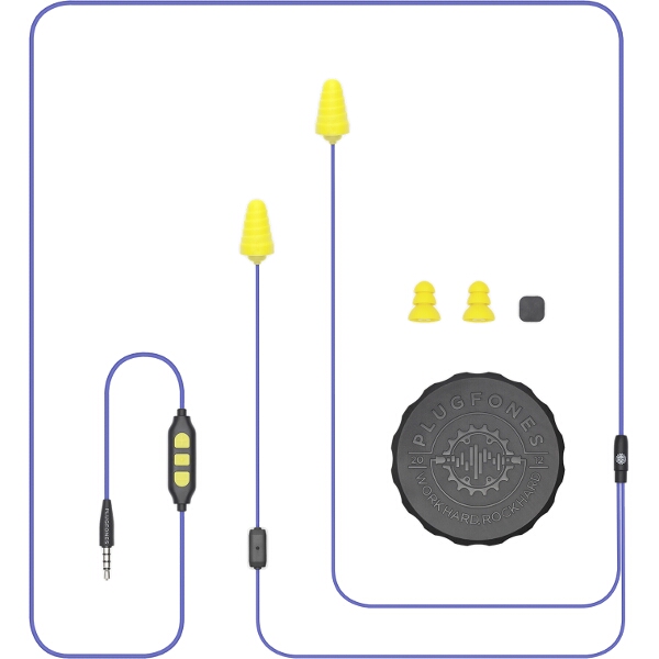 Plugfones Guardian Plus Series Blue & Yellow Wired Earphones With Mic & Vol Cont