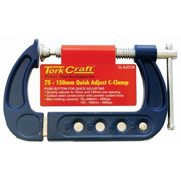 Tork Craft Adjustable C Clamp 75mm – 150mm Quick