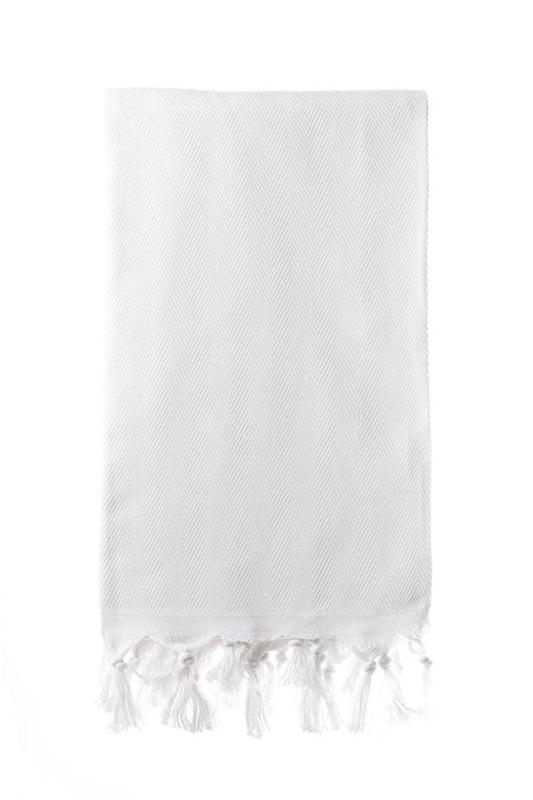 Turkish Towel 100% Cotton – Herringbone White (100x180cm)