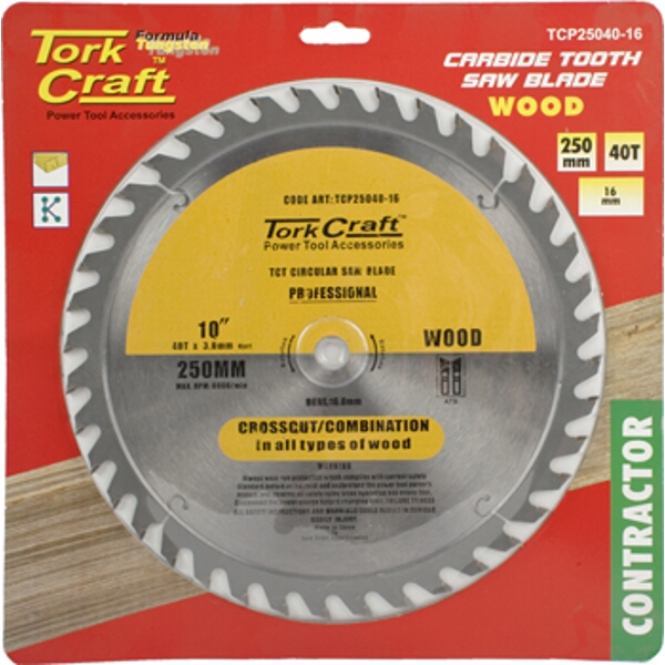 Tork Craft Blade Contractor 250 X 40T 16mm Circular Saw TCT