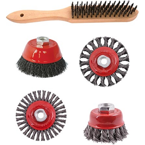 Tork Craft Wire Brush Angle Grinder Kit M14 Crimped & Knotted Set 5Pce