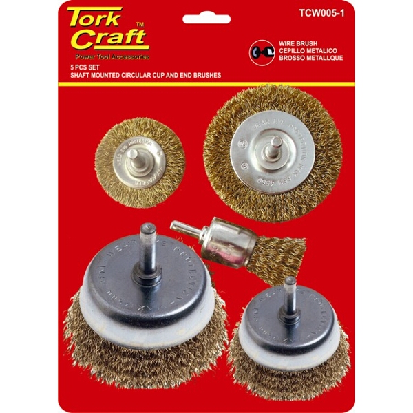 Tork Craft Wire Brush Set 5Pce With 6mm Shaft Cup/Circ/End