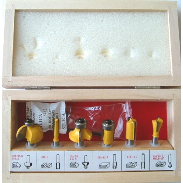 Tork Craft Router Bit Set 6 Piece Wooden Box