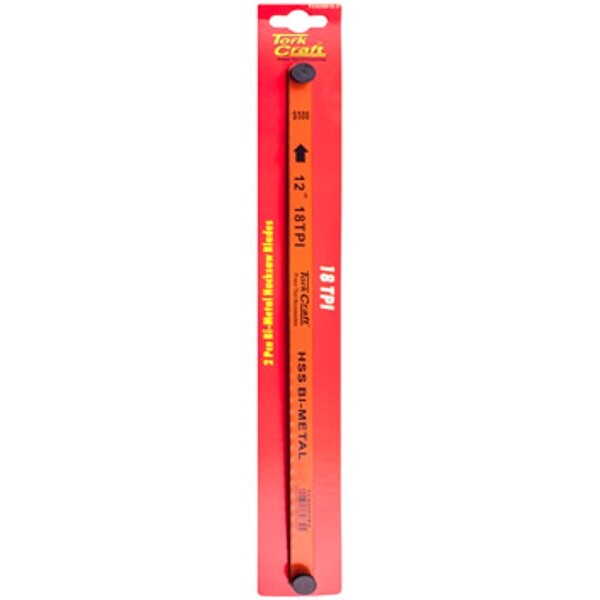 Tork Craft 2 Piece Hacksaw Blade Bi-Metal 18Tx300 Hanging Card
