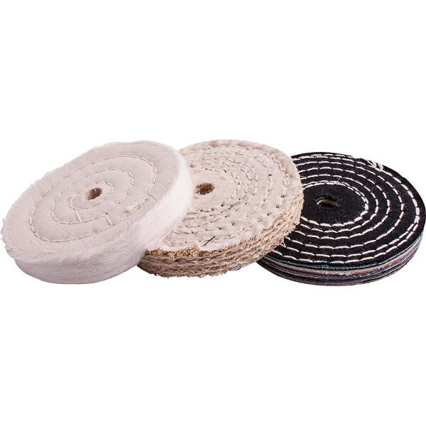 Tork Craft Buffing Wheel Kit 3 Pieces 100mm White & Denim Stiched