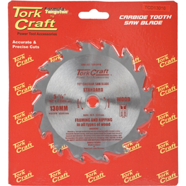 Tork Craft Blade TCT 130 x 16T 16/13 General Purpose Rip Wood