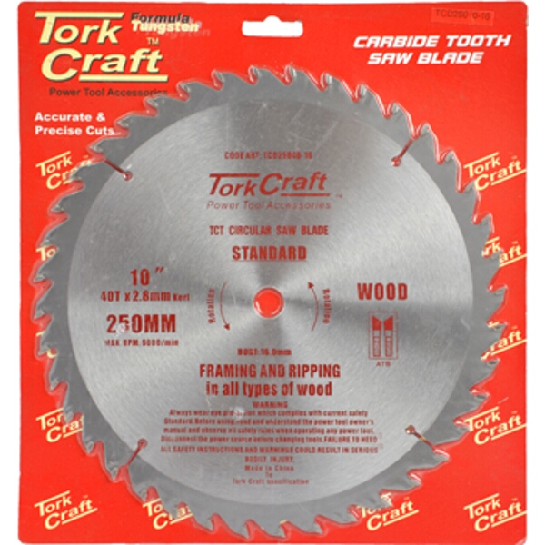 Tork Craft Blade TCT 250 x 40T 16mm General Purpose Combination