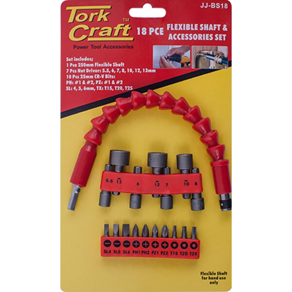 Tork Craft 18 Piece Flex. Shaft & Nutsetter Set