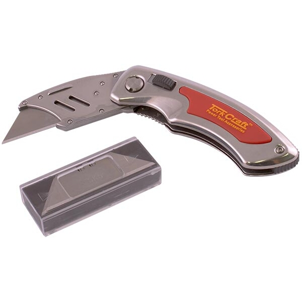 Tork Craft Knife Utility Red with 5 Spare Blades In Blister #3366A