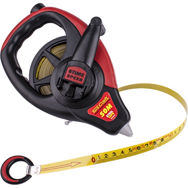 Tork Craft Measuring Tape Steel Blade 50M x 13mm Co-Molded Rubber Casing