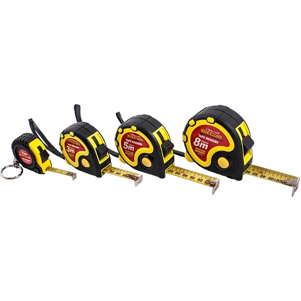 Tork Craft Measuring Tape Set 4 Piece Me06316 Me06519 Me0625 1M 3M 5M & 8M
