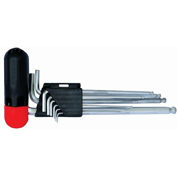Tork Craft 9 Piece Ball Point Allen Key Set with Interchangeable Handle