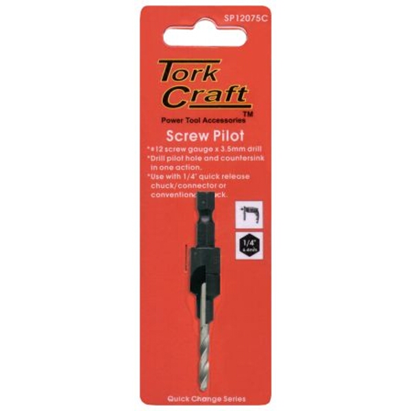 Tork Craft Screw Pilot No.8 x 75mm Carded