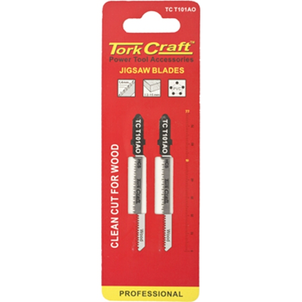 Tork Craft T-Shank Jigsaw Blade for Wood 1.3mm 20Tpi 75mm 2 Piece