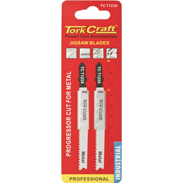 Tork Craft T-Shank Jigsaw Blade for Metal 1.2 – 2.6mm 10Tpi 100mm 2 Piece