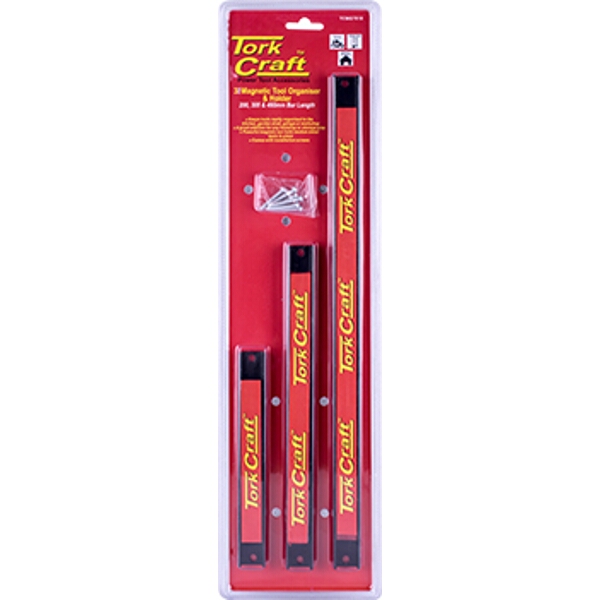 Tork Craft Magnetic Tool Organiser/Holder 3Pc Set 200-305-460mm Bar Length