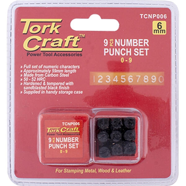 Tork Craft Number Punch Set 6mm (0-9mm) Black Finish