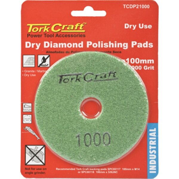 Tork Craft 100mm Diamond Polishing Pad 1000 Grit Dry Use