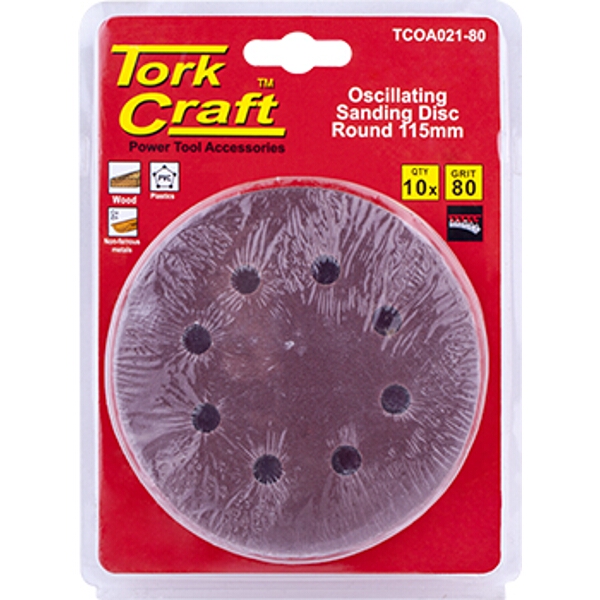 Tork Craft Oscillating Sandpaper A/O 115mm 10Pc Round 80Grit