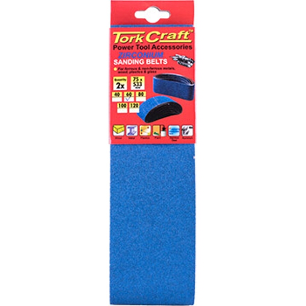 Tork Craft Sanding Belt Zirconium 75 x 533mm 60Grit 2/Pack