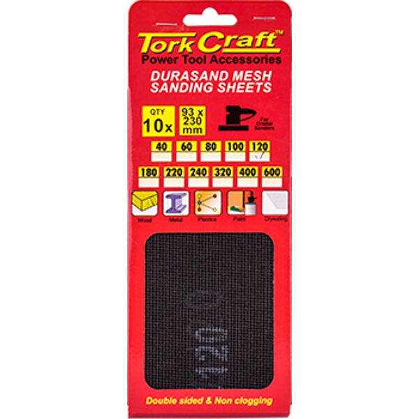 Tork Craft Durasand Mesh Sanding Sheet 120Grit 93 X 230mm 10Pc Per Pack
