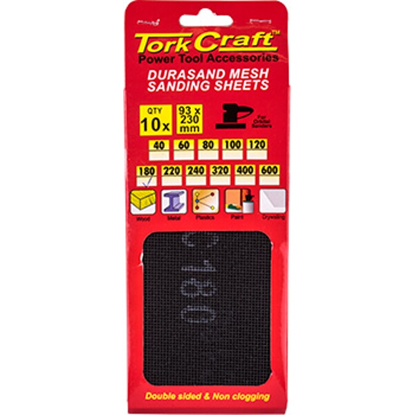 Tork Craft Durasand Mesh Sanding Sheet 180Grit 93 X 230mm 10Pc Per Pack