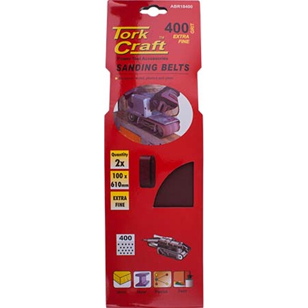 Tork Craft Sanding Belt 100 x 610mm 400Grit 2/Pack