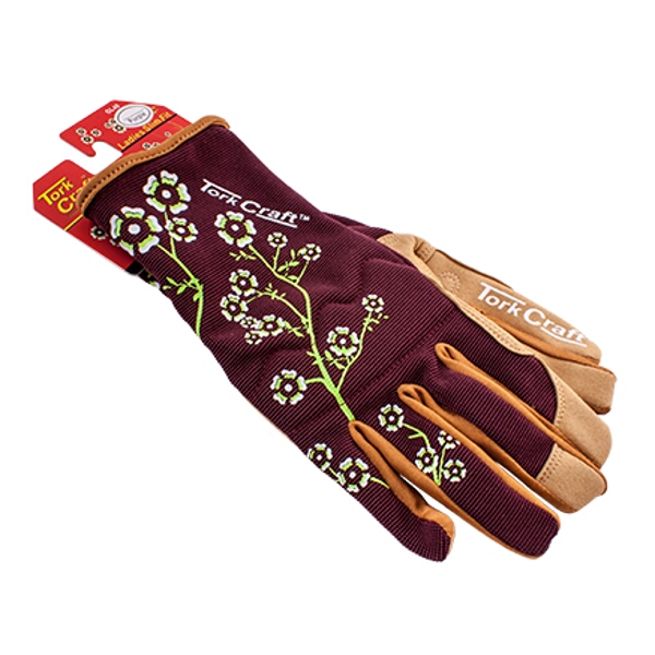Tork Craft Ladies Slim Fit Garden Gloves Maroon – S