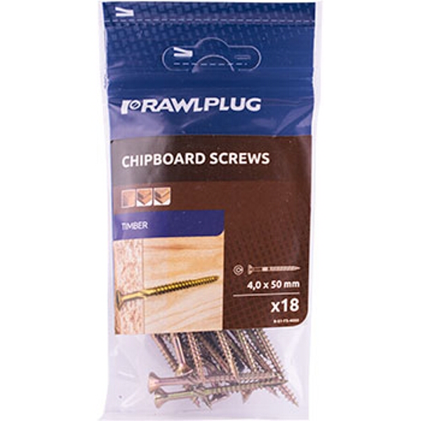 Rawlplug R-Ts Hardened Screw 4.0X50mm X18 Per Bag