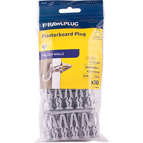 Rawlplug Plastic Toggles For Drywall 30 Per Bag With Screws