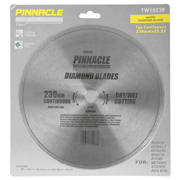 Diamond Blade Cont.Rim 230X22.22Mm Pinnacle