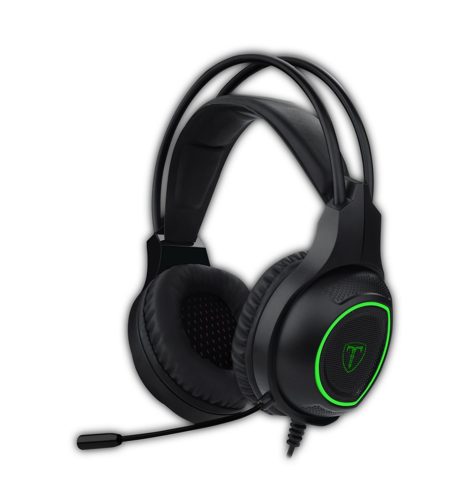 T-Dagger Atlas Green Lighting PC Gaming Headset Gooseneck Mic – Black/Green