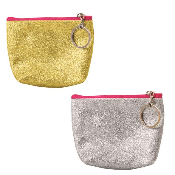 Key Chain Glitter Purses- Silver & Gold