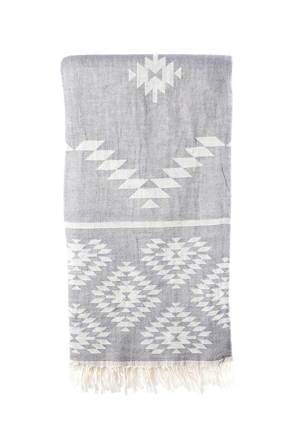 Turkish Bath / Beach Towel (100% Cotton) – Kelim Light Grey (95x175cm)