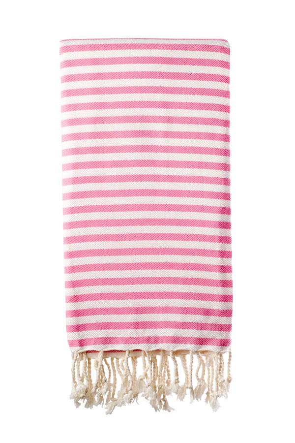 Turkish Bath / Beach Towel (100% Cotton) – SUD – Pink & Cream (100x180cm)