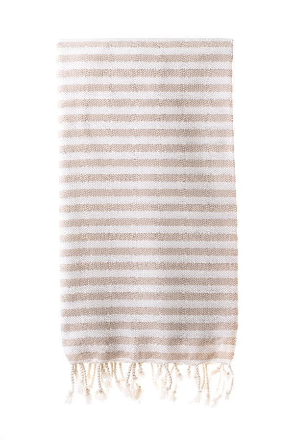 Turkish Bath / Beach Towel (100% Cotton) – SUD – Sand & Cream (100x180cm)