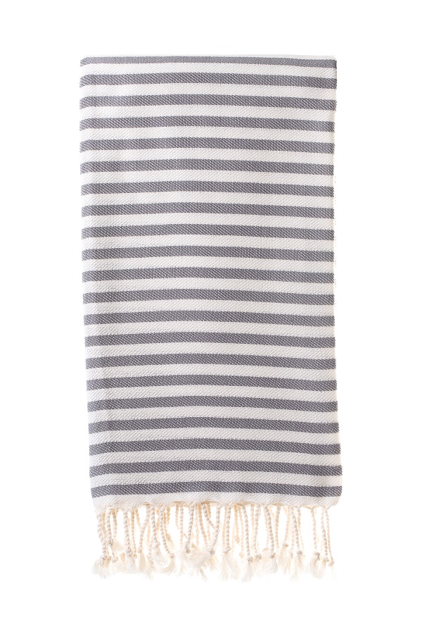 Turkish Bath / Beach Towel (100% Cotton) – SUD – Grey & Cream (100x180cm)