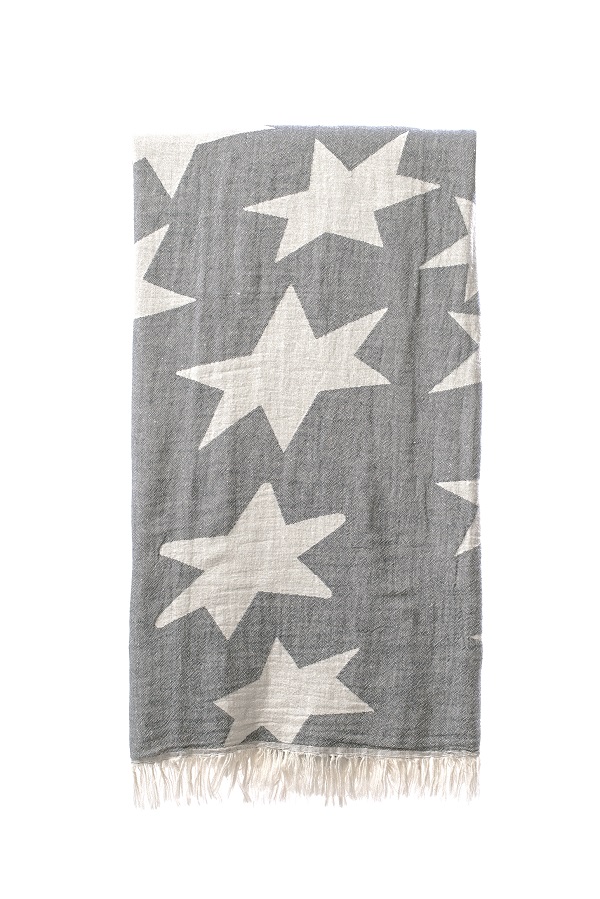 Turkish Bath / Beach Towel (100% Cotton) – Star – Grey (100x180cm)