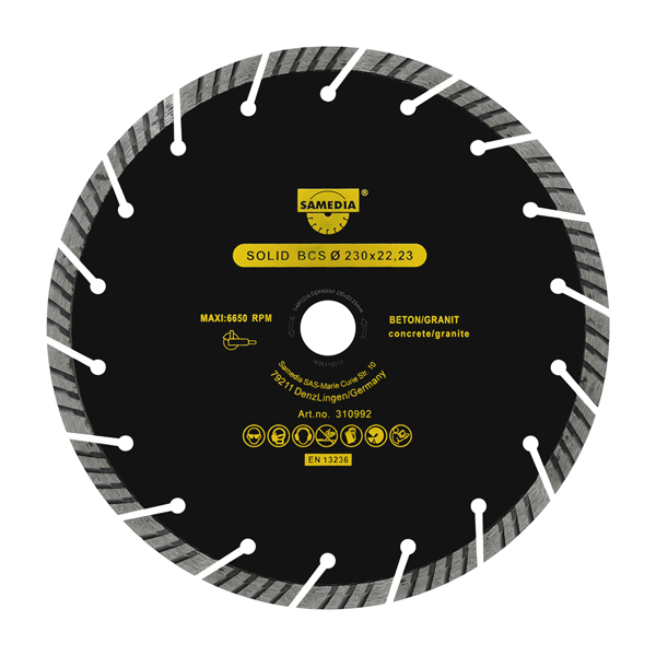 Samedia Diamond Blade 115mm Turbo Segm. Ind Masonry Brickwork Solid Bcs