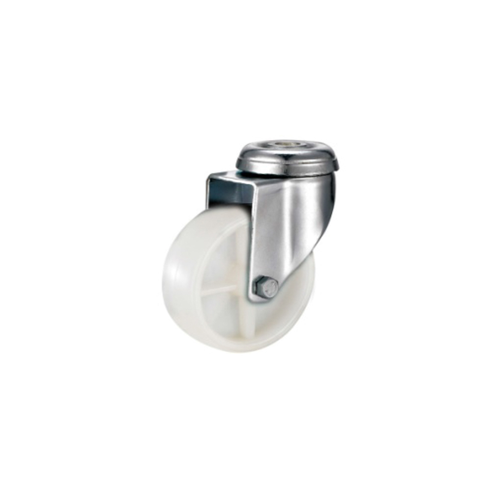 Tradequip – White Nylon Castor – Bolt Hole Swivel 100mm