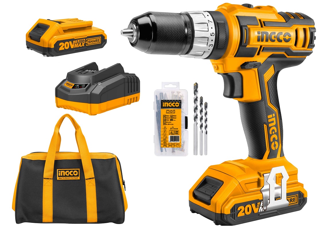 Ingco – Li-Ion Cordless Impact Drill – MEGA COMBO KIT (20V)
