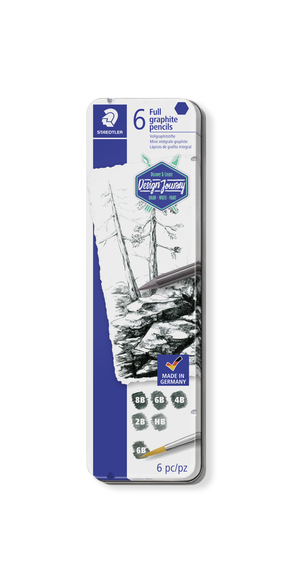 STAEDTLER Mars Lumograph pure graphite 6pcs in metal tin